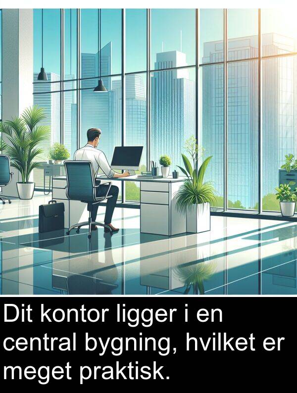 central: Dit kontor ligger i en central bygning, hvilket er meget praktisk.