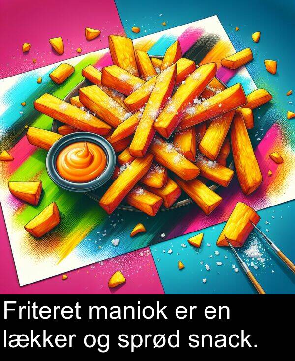 snack: Friteret maniok er en lækker og sprød snack.