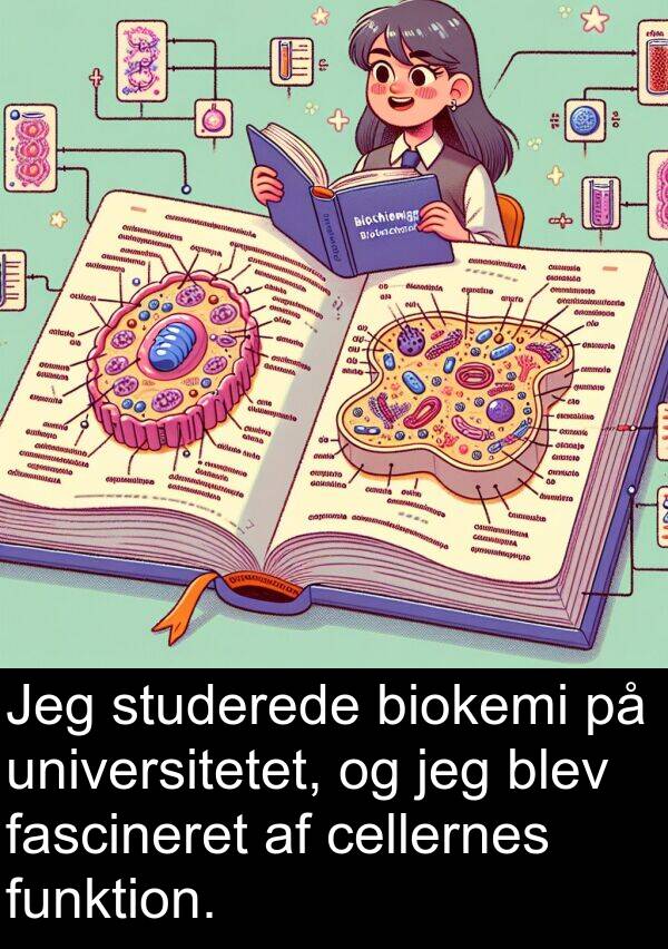 cellernes: Jeg studerede biokemi på universitetet, og jeg blev fascineret af cellernes funktion.