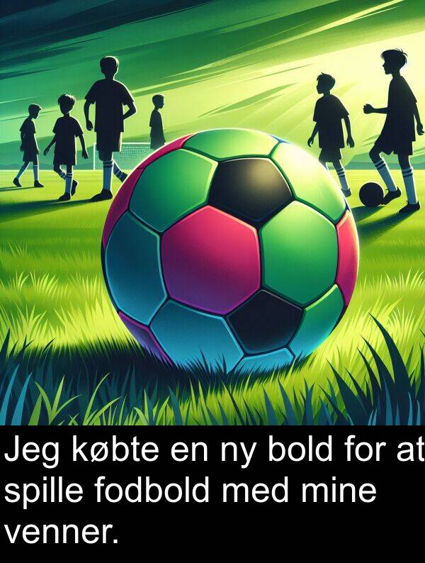 venner: Jeg købte en ny bold for at spille fodbold med mine venner.