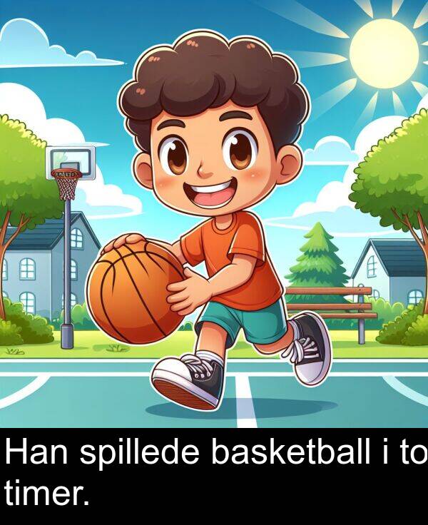 basketball: Han spillede basketball i to timer.