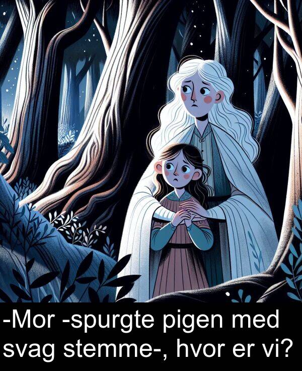 vi: -Mor -spurgte pigen med svag stemme-, hvor er vi?