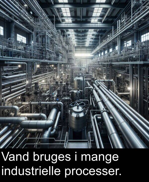 mange: Vand bruges i mange industrielle processer.