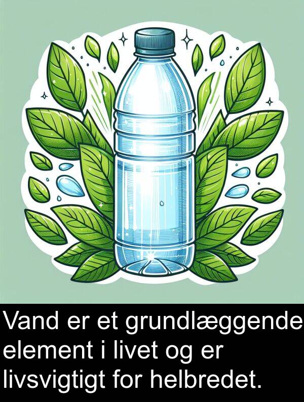 helbredet: Vand er et grundlæggende element i livet og er livsvigtigt for helbredet.