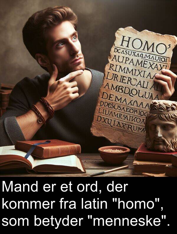 ord: Mand er et ord, der kommer fra latin "homo", som betyder "menneske".