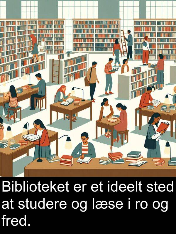 fred: Biblioteket er et ideelt sted at studere og læse i ro og fred.