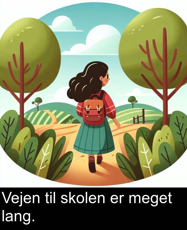 lang: Vejen til skolen er meget lang.