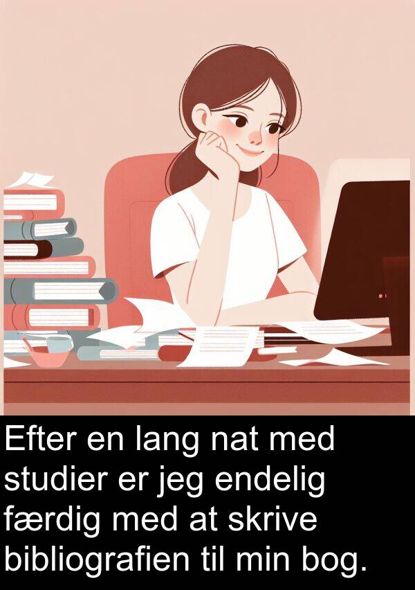 lang: Efter en lang nat med studier er jeg endelig færdig med at skrive bibliografien til min bog.