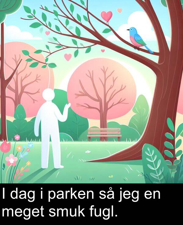 meget: I dag i parken så jeg en meget smuk fugl.