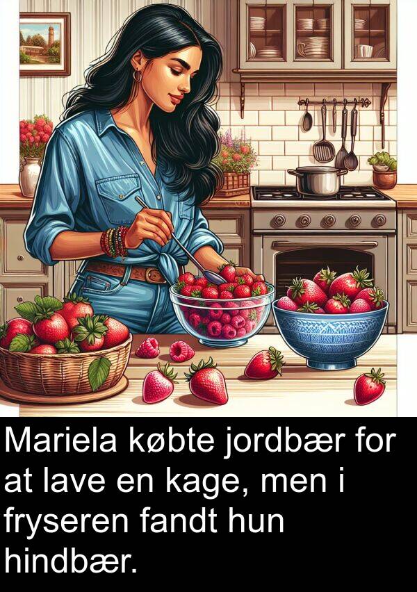 fandt: Mariela købte jordbær for at lave en kage, men i fryseren fandt hun hindbær.