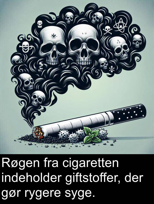 rygere: Røgen fra cigaretten indeholder giftstoffer, der gør rygere syge.