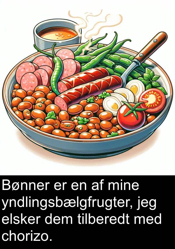 dem: Bønner er en af mine yndlingsbælgfrugter, jeg elsker dem tilberedt med chorizo.