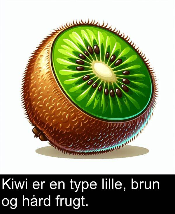 frugt: Kiwi er en type lille, brun og hård frugt.