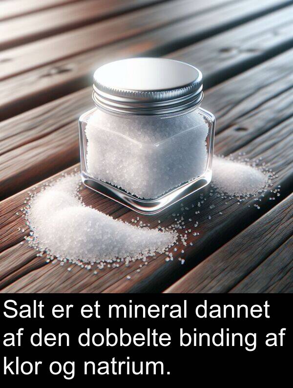 dannet: Salt er et mineral dannet af den dobbelte binding af klor og natrium.