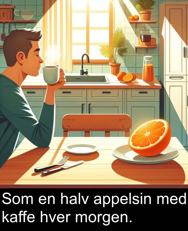 kaffe: Som en halv appelsin med kaffe hver morgen.