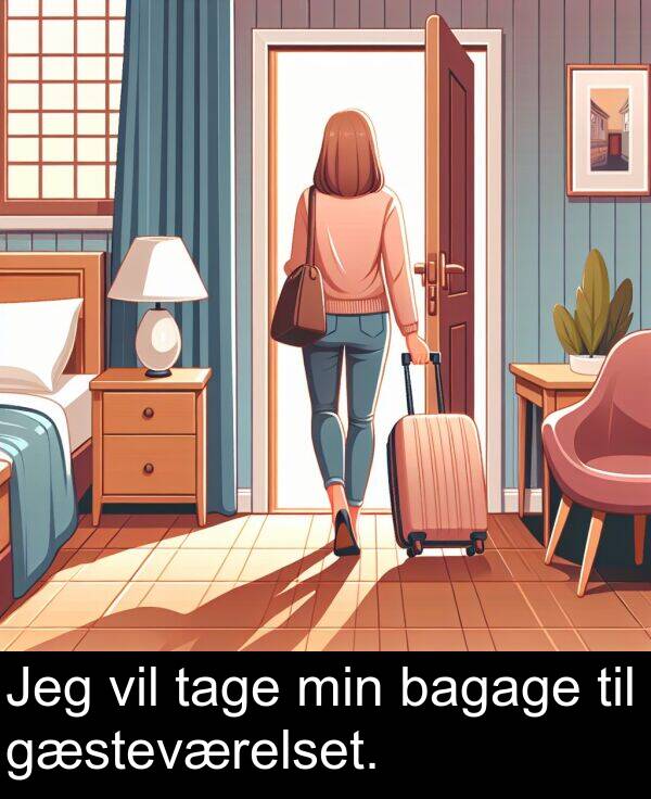 bagage: Jeg vil tage min bagage til gæsteværelset.