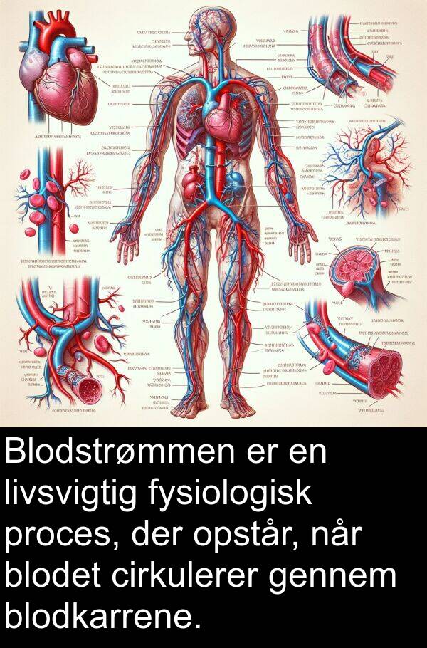 cirkulerer: Blodstrømmen er en livsvigtig fysiologisk proces, der opstår, når blodet cirkulerer gennem blodkarrene.