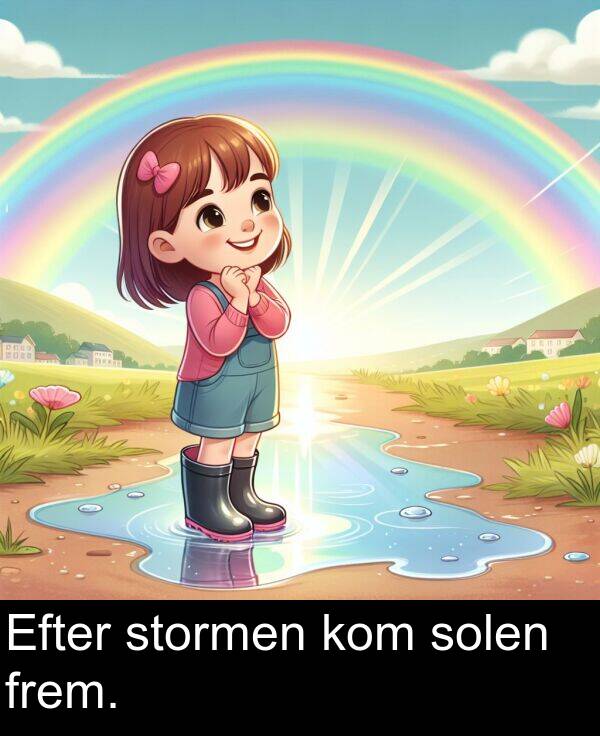 frem: Efter stormen kom solen frem.