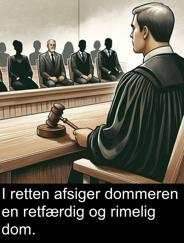 dom: I retten afsiger dommeren en retfærdig og rimelig dom.