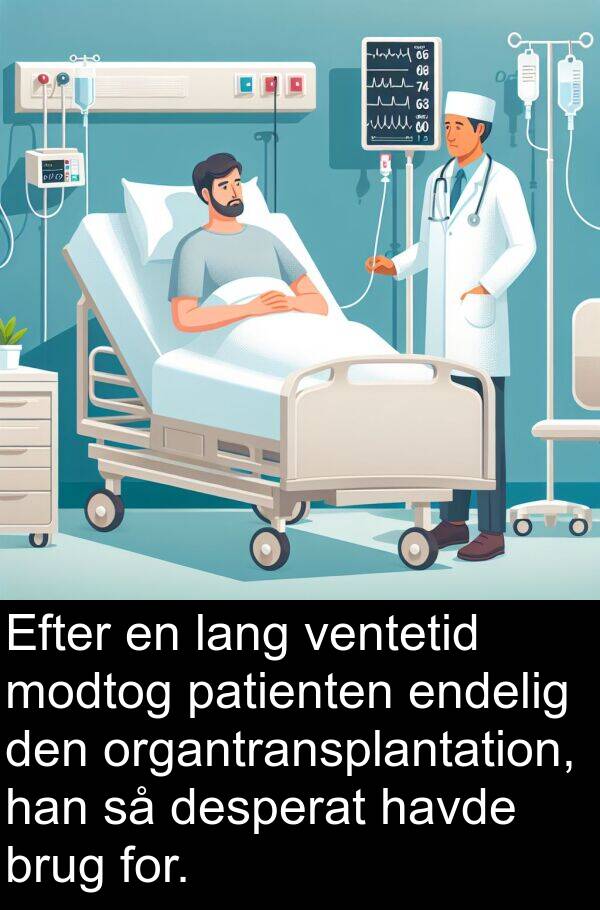 patienten: Efter en lang ventetid modtog patienten endelig den organtransplantation, han så desperat havde brug for.