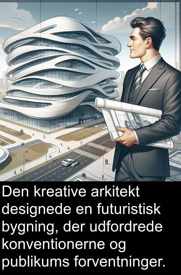 designede: Den kreative arkitekt designede en futuristisk bygning, der udfordrede konventionerne og publikums forventninger.