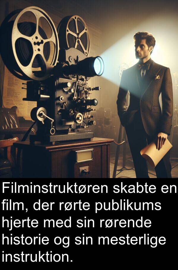 film: Filminstruktøren skabte en film, der rørte publikums hjerte med sin rørende historie og sin mesterlige instruktion.