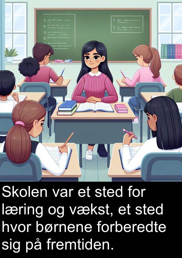 vækst: Skolen var et sted for læring og vækst, et sted hvor børnene forberedte sig på fremtiden.