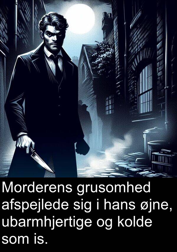 hans: Morderens grusomhed afspejlede sig i hans øjne, ubarmhjertige og kolde som is.