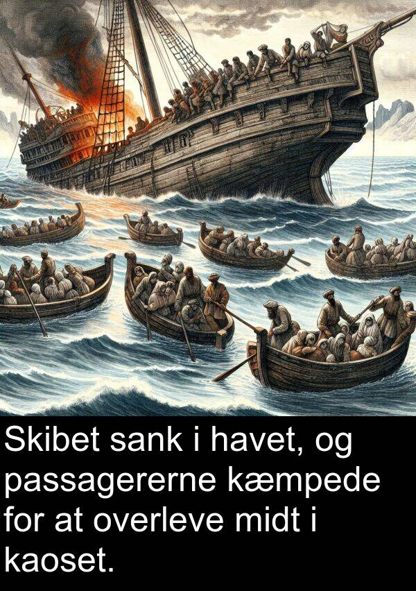 sank: Skibet sank i havet, og passagererne kæmpede for at overleve midt i kaoset.