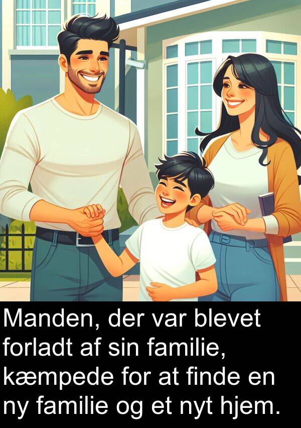 hjem: Manden, der var blevet forladt af sin familie, kæmpede for at finde en ny familie og et nyt hjem.