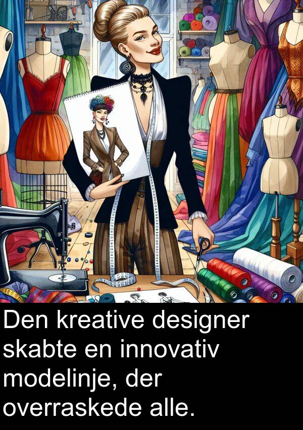 designer: Den kreative designer skabte en innovativ modelinje, der overraskede alle.