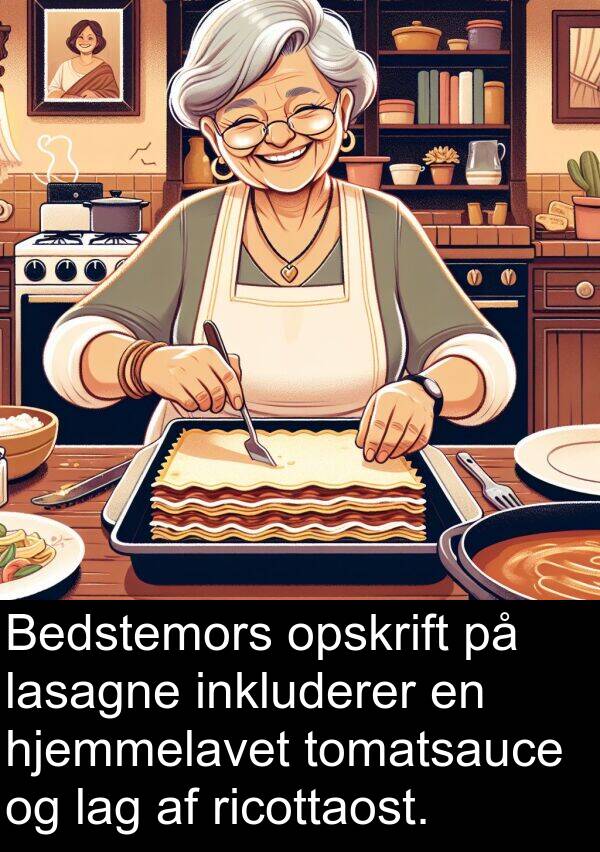 lag: Bedstemors opskrift på lasagne inkluderer en hjemmelavet tomatsauce og lag af ricottaost.