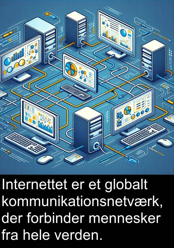 globalt: Internettet er et globalt kommunikationsnetværk, der forbinder mennesker fra hele verden.