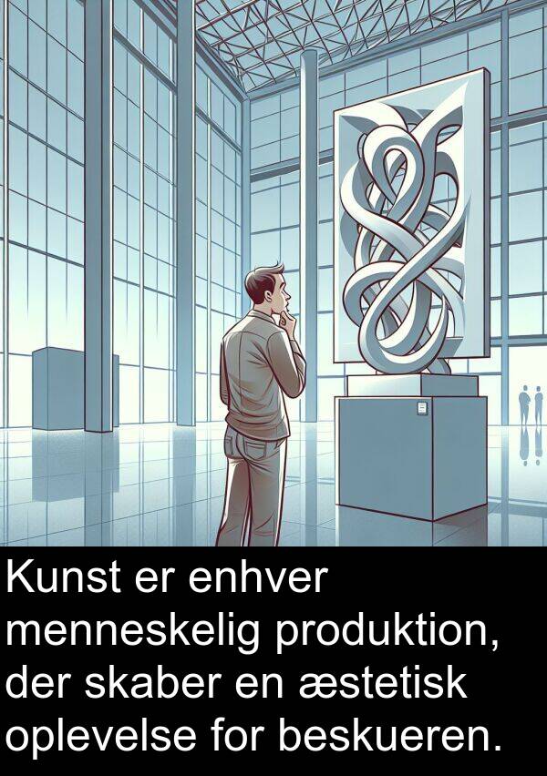 oplevelse: Kunst er enhver menneskelig produktion, der skaber en æstetisk oplevelse for beskueren.