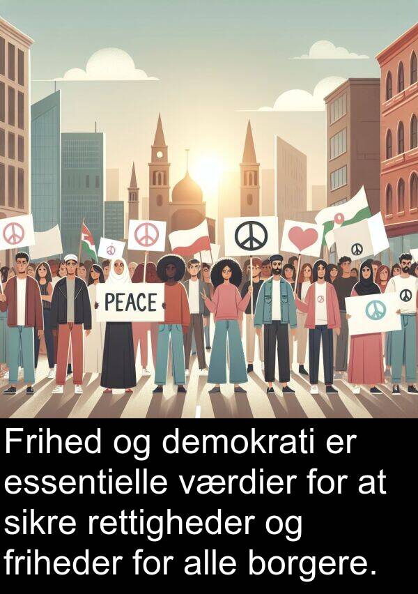 friheder: Frihed og demokrati er essentielle værdier for at sikre rettigheder og friheder for alle borgere.