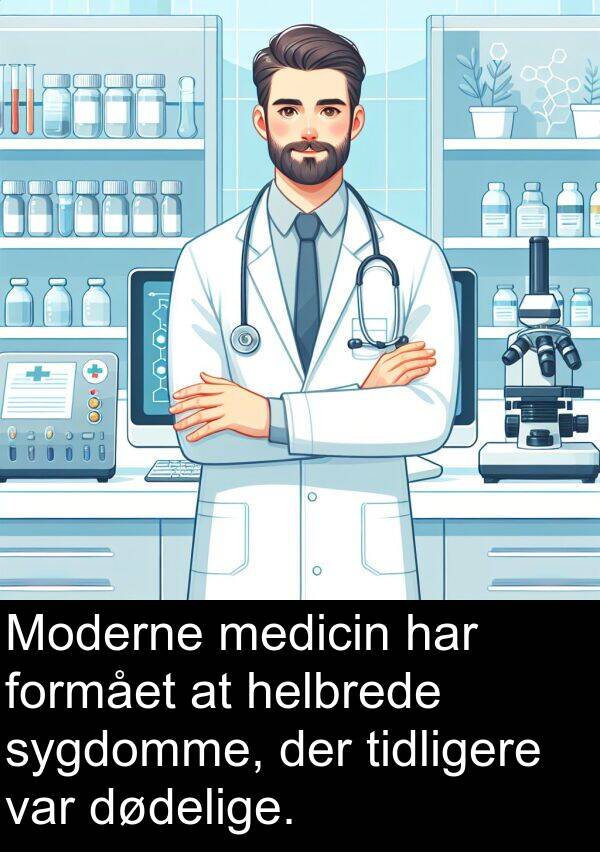 medicin: Moderne medicin har formået at helbrede sygdomme, der tidligere var dødelige.