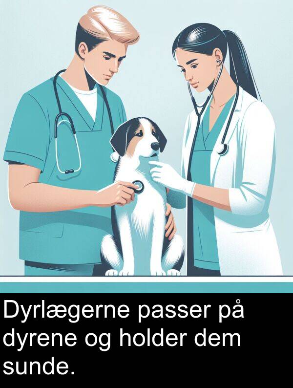 dem: Dyrlægerne passer på dyrene og holder dem sunde.