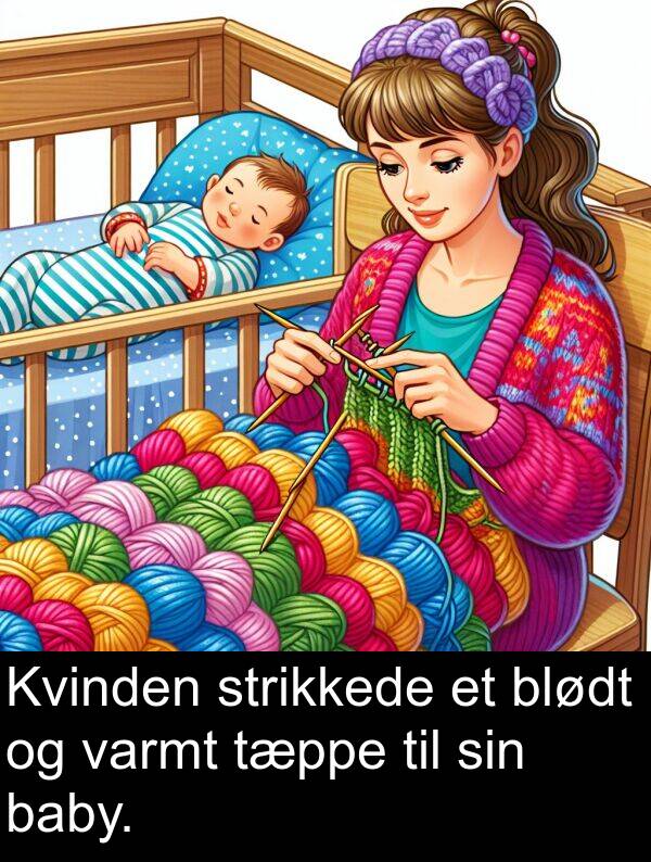 varmt: Kvinden strikkede et blødt og varmt tæppe til sin baby.