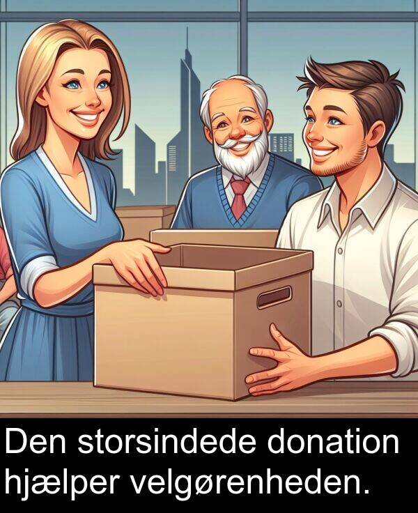 hjælper: Den storsindede donation hjælper velgørenheden.