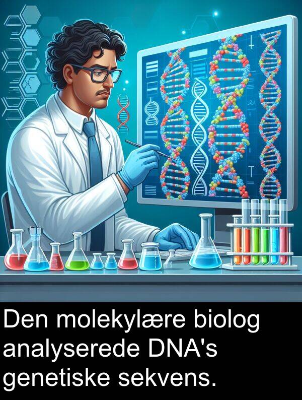 genetiske: Den molekylære biolog analyserede DNA's genetiske sekvens.