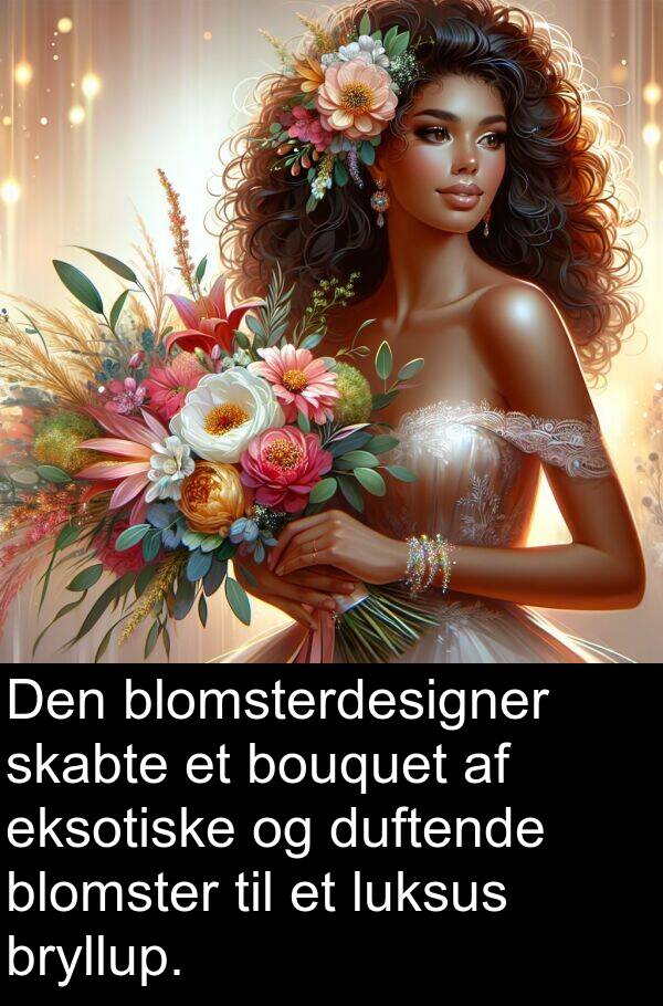 eksotiske: Den blomsterdesigner skabte et bouquet af eksotiske og duftende blomster til et luksus bryllup.