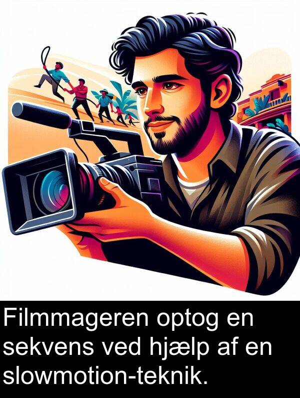 optog: Filmmageren optog en sekvens ved hjælp af en slowmotion-teknik.