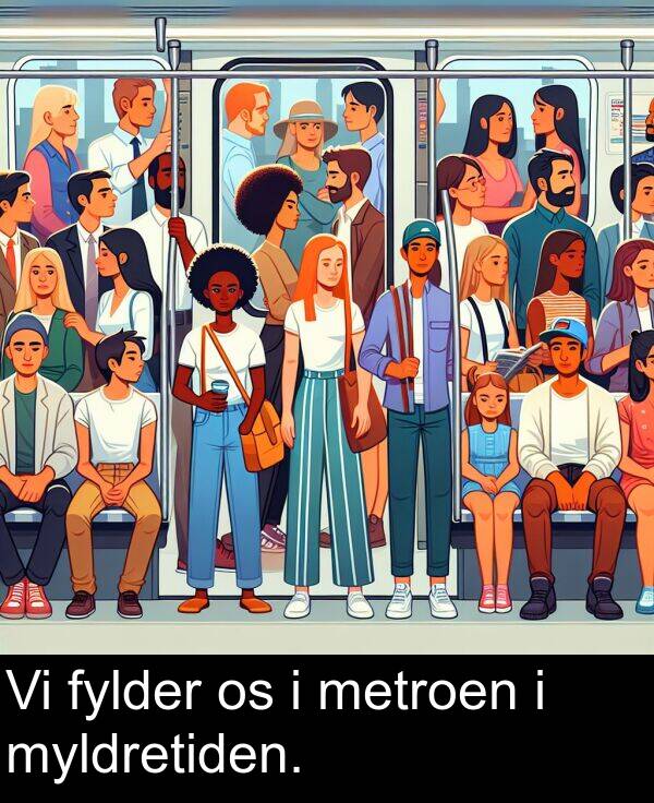 metroen: Vi fylder os i metroen i myldretiden.