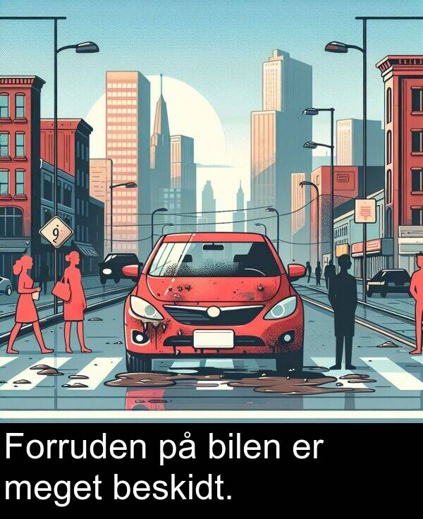 meget: Forruden på bilen er meget beskidt.