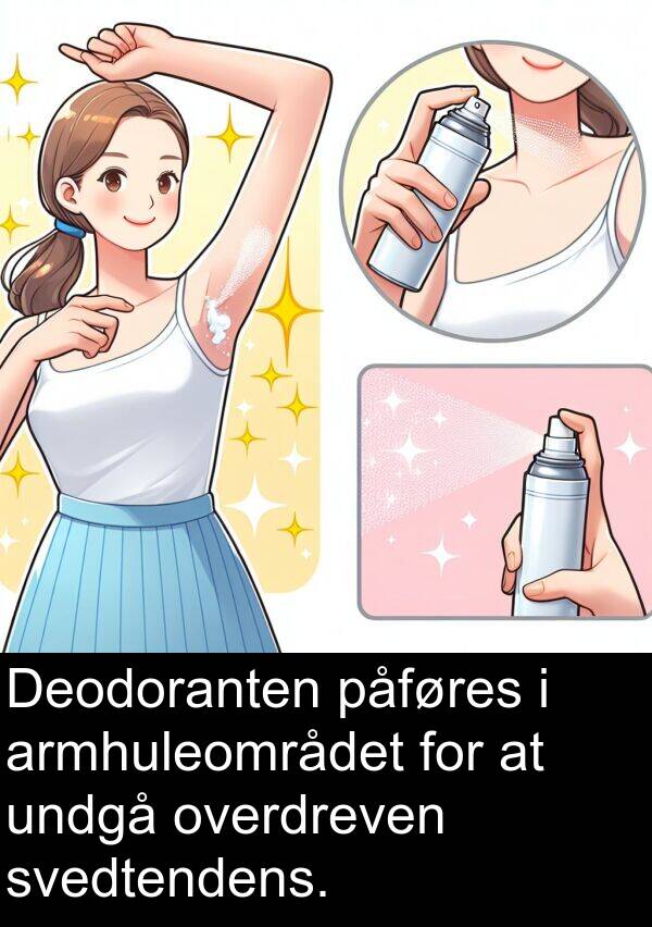 overdreven: Deodoranten påføres i armhuleområdet for at undgå overdreven svedtendens.