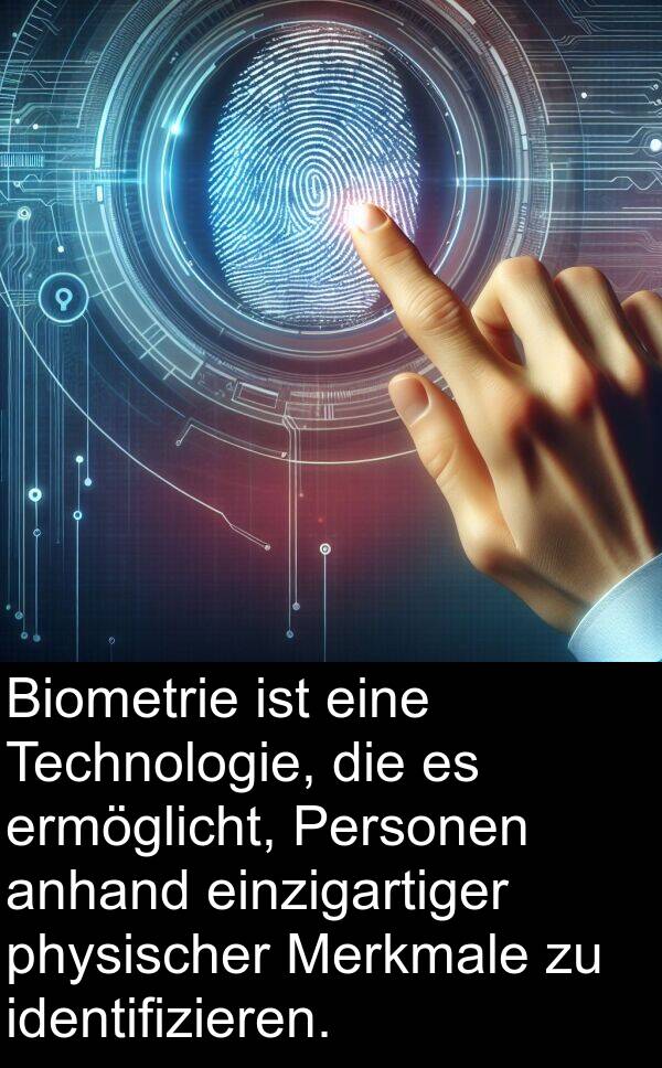 Personen: Biometrie ist eine Technologie, die es ermöglicht, Personen anhand einzigartiger physischer Merkmale zu identifizieren.