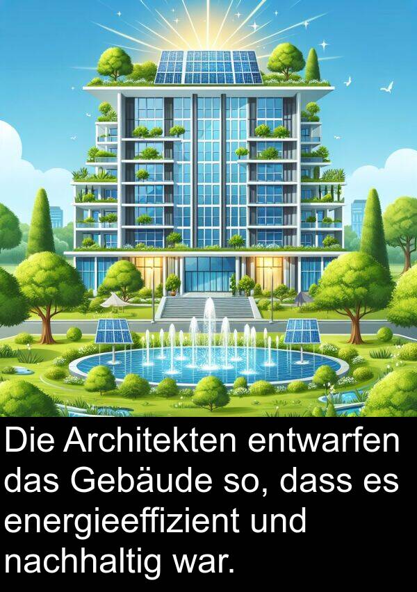 Gebäude: Die Architekten entwarfen das Gebäude so, dass es energieeffizient und nachhaltig war.