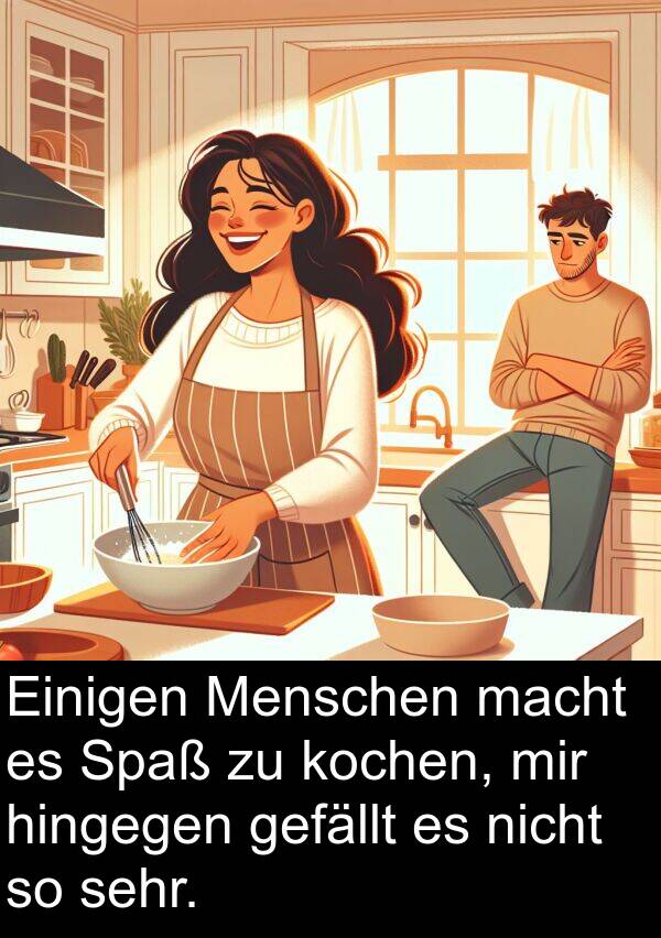 Einigen: Einigen Menschen macht es Spaß zu kochen, mir hingegen gefällt es nicht so sehr.