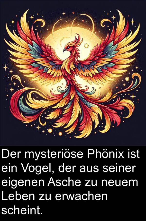 eigenen: Der mysteriöse Phönix ist ein Vogel, der aus seiner eigenen Asche zu neuem Leben zu erwachen scheint.