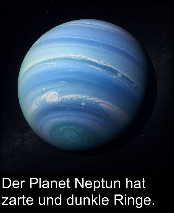 Neptun: Der Planet Neptun hat zarte und dunkle Ringe.